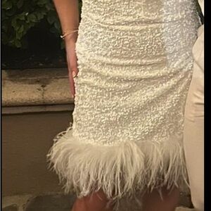 Elegant White Feathered Dress